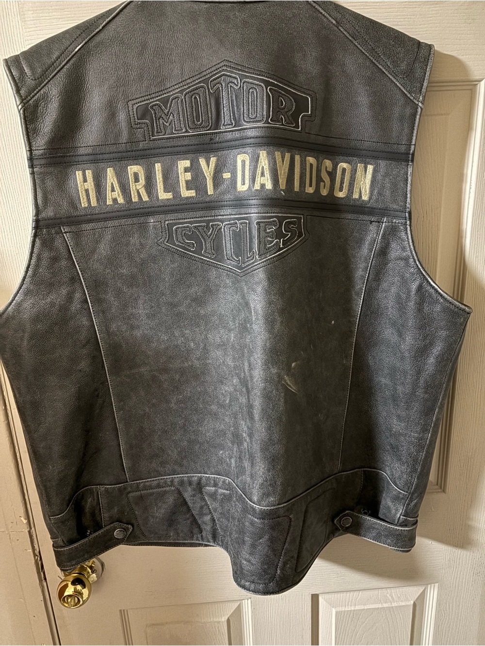 Harley-Davidson Black Leather Vest with Gold Logo